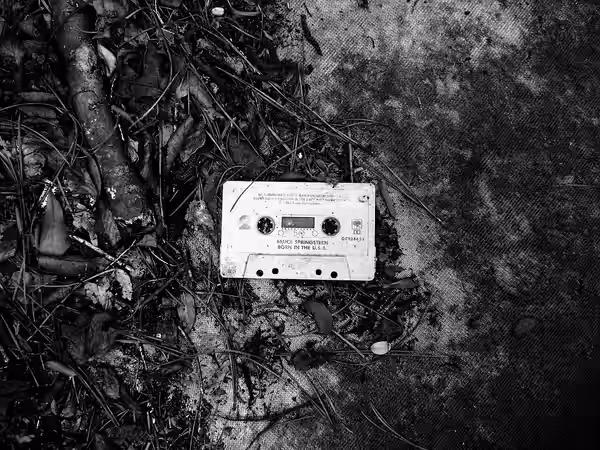 Cassette tape on old mattress in concrete ruins on north side of the cemetery. Humble Negro Cemetery, otherwise known as the Pipe Yard Cemetery, is north of the (2010)