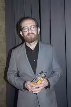 Konstantin Khabensky receiving an honorary award for achievements in cinema from Prague Independent Film Festival, at the Czech premiere of Sobibor, 6 May, 2018