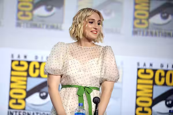 Harley Quinn Smith speaking at the 2019 San Diego Comic Con International, for "Jay and Silent Bob Reboot", at the San Diego Convention Center in San Diego, Cal