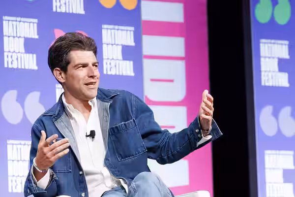 Max Greenfield speaks with Chasten Buttigieg at the 2024 Library of Congress National Book Festival, August 24. Photo by Shawn Miller/Library of Congress. Note: