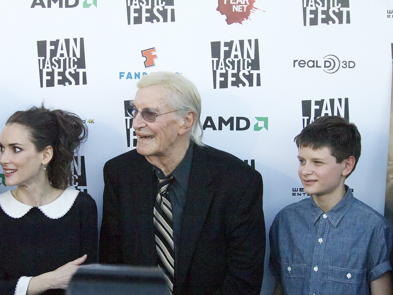 Winona Ryder, Martin Landau and Charlie Tahan at the "Frankenweenie" premiere at the Fantastic Fest in Austin, Texas. (2012)