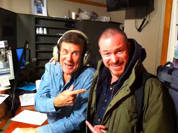 Roy Harter at the Siruius XM studio with Cousin Brucie. (2011)