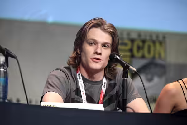 Lucas Till speaking at the 2015 San Diego Comic Con International, for "X-Men: Apocalypse", at the San Diego Convention Center in San Diego, California. Please 