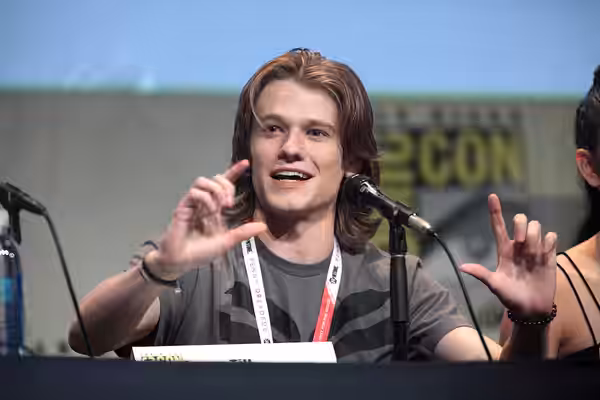 Lucas Till speaking at the 2015 San Diego Comic Con International, for "X-Men: Apocalypse", at the San Diego Convention Center in San Diego, California. Please 
