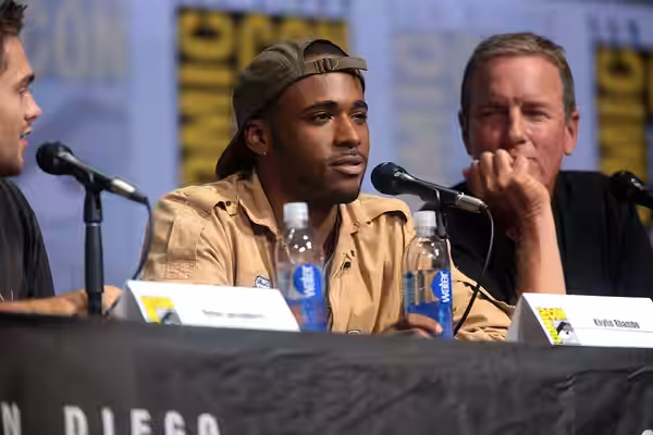 Khylin Rambo and Linden Ashby speaking at the 2017 San Diego Comic Con International, for "Teen Wolf", at the San Diego Convention Center in San Diego, Californ