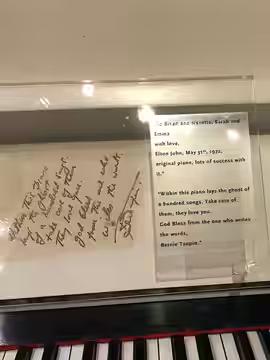 Quotation of autographs To Bryan and Nanette, Sarah and Emma with love, Elton John May 31st, 1972 original piano lots of success with it. Within This Piano lays (2018)