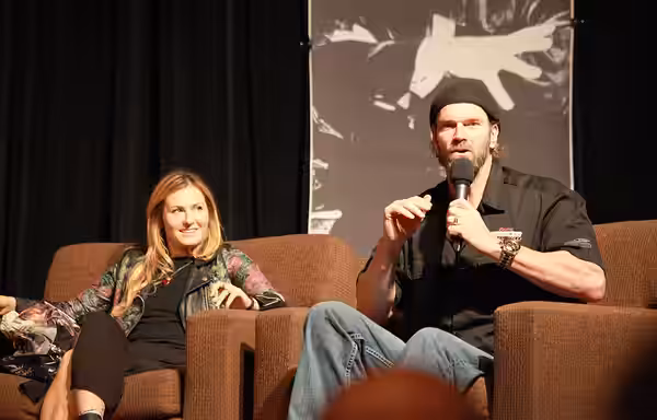 Tyler Mane and Scout Taylor-Compton from Rob Zombie's "Halloween" at Spooky Empire's Ultimate Horror Weekend 2014 held in Orlando, Florida.