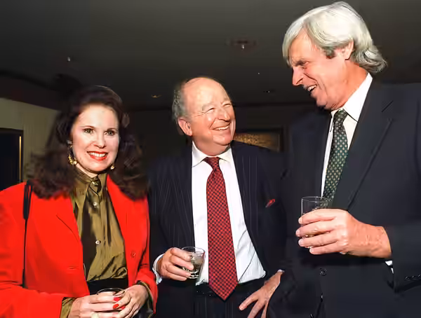 Ann Moller 26OCT93 photo by NANCY WONG ANN MOLLER, HERB CAEN AND GEORGE PLIMPTON CELEBRATE THE 40TH ANNIVERSARY OF THE PARIS REVIEW AT A PARTY FOR THE MAGAZINE 