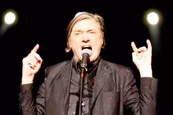 The German artist Blixa Bargeld at the Wave-Gotik-Treffen 2018 in Leipzig/Germany (Venue Volkspalast Kuppelhalle).