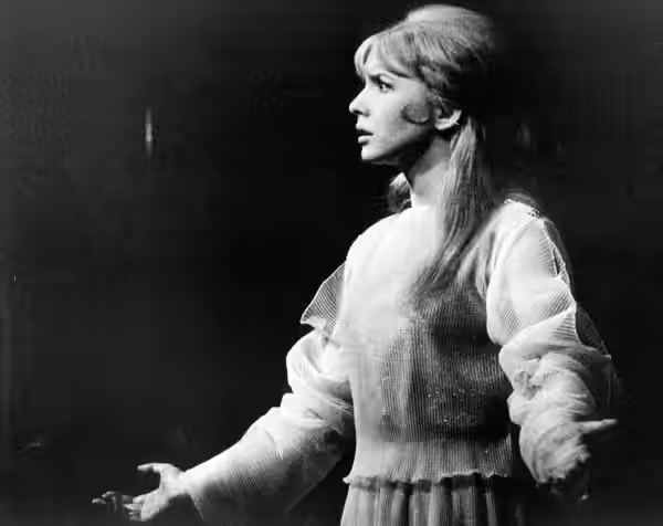 Photo of Jane Asher as Juliet from "Romeo and Juliet". Asher joined the Bristol Old Vic; the company made a United States tour in 1967.