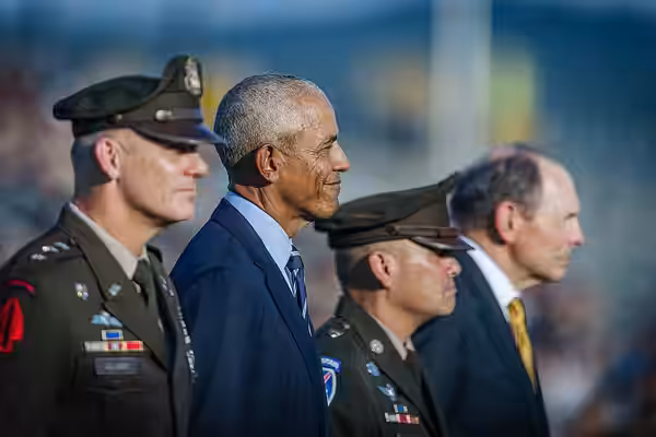 The 2024 Sylvanus Thayer Award recipient was 44th United States President, Barack Obama who watched as the Corps of Cadets conducted their Pass and Review on Se