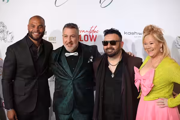 Dak Prescott, Joey Fatone, Chris Kirkpatrick and Caroline Rhea on the red carpet at 2024 Gateway Celebrity Fight Night at the Fairmont Scottsdale Princess in Sc