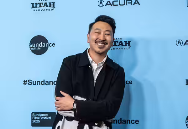 Andrew Ahn at the red carpet for "The Wedding Banquet" at the 2025 Sundance Film Festival in Park City, Utah. Please attribute to Casey Nedelka if used elsewher