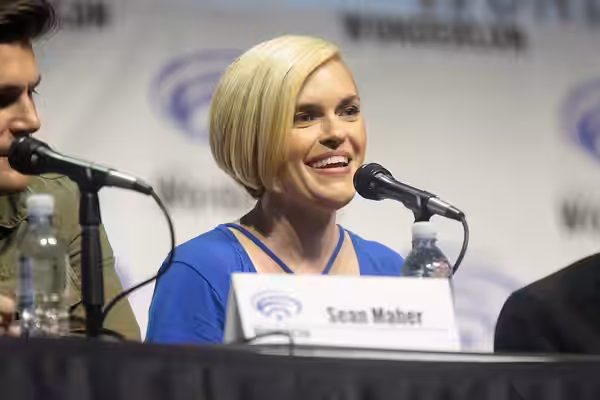 Kari Wahlgren speaking at the 2017 WonderCon, for "Teen Titans: The Judas Contract", at the Anaheim Convention Center in Anaheim, California. Please attribute t
