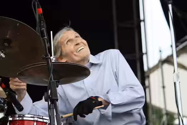Levon looks to sky during his performance in Canton, MA at the Life is Good Festival in 2011.