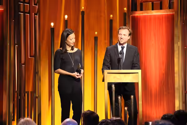 Producer Joanna Natasegara and Director Orlando von Einsiedel accept the Peabody Award for Virunga. Cipriani Wall Street (2015)