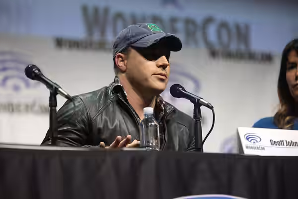 Geoff Johns speaking at the 2017 WonderCon, for "Wonder Woman", at the Anaheim Convention Center in Anaheim, California. Please attribute to Gage Skidmore if us