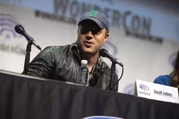 Geoff Johns speaking at the 2017 WonderCon, for "Wonder Woman", at the Anaheim Convention Center in Anaheim, California. Please attribute to Gage Skidmore if us