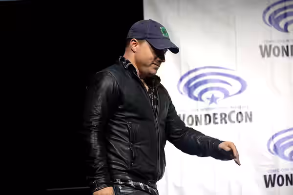 Geoff Johns speaking at the 2017 WonderCon, for "Wonder Woman", at the Anaheim Convention Center in Anaheim, California. Please attribute to Gage Skidmore if us