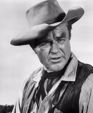 Photo of actor Jim Davis (later Jock Ewing on Dallas) from an episode of Death Valley Days. (1965)