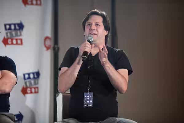 Anthony Atamanuik speaking at the 2016 Politicon at the Pasadena Convention Center in Pasadena, California. Please attribute to Gage Skidmore if used elsewhere.