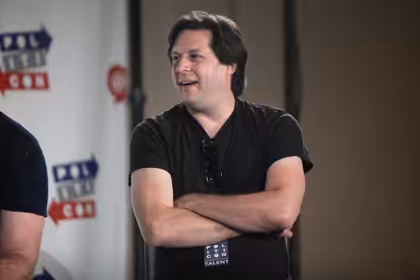 Anthony Atamanuik speaking at the 2016 Politicon at the Pasadena Convention Center in Pasadena, California. Please attribute to Gage Skidmore if used elsewhere.