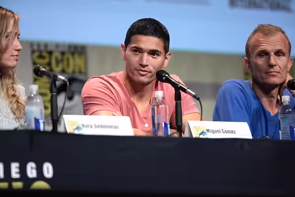 Miguel Gomez and Richard Sammel speaking at the 2015 San Diego Comic Con International, for "The Strain", at the San Diego Convention Center in San Diego, Calif