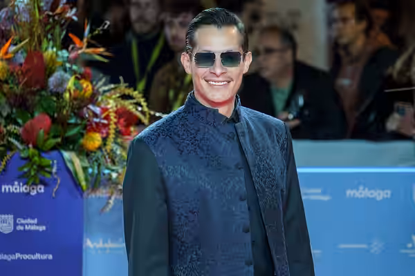 Luis Alberti at the Red Carpet of the Malaga 2025 Festival next to Cervantes Theater