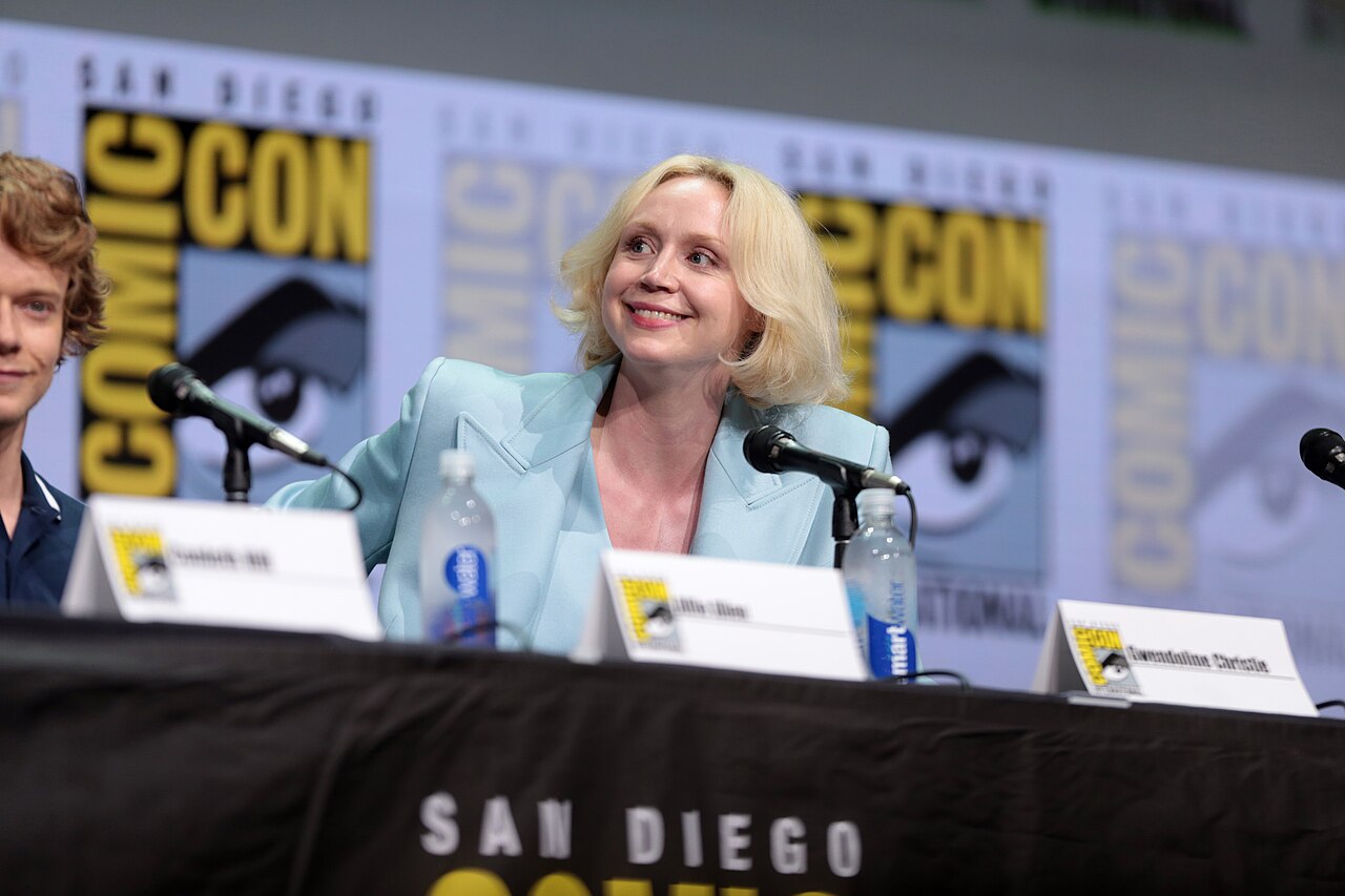 Gwendoline Christie speaking at the 2017 San Diego Comic Con International, for "Game of Thrones", at the San Diego Convention Center in San Diego, California. 