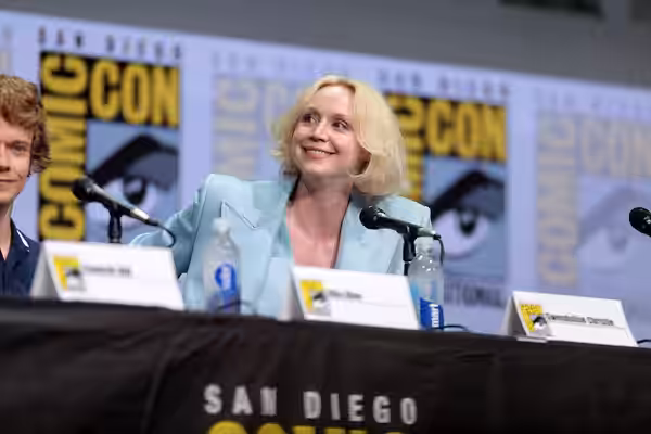 Gwendoline Christie speaking at the 2017 San Diego Comic Con International, for "Game of Thrones", at the San Diego Convention Center in San Diego, California. 