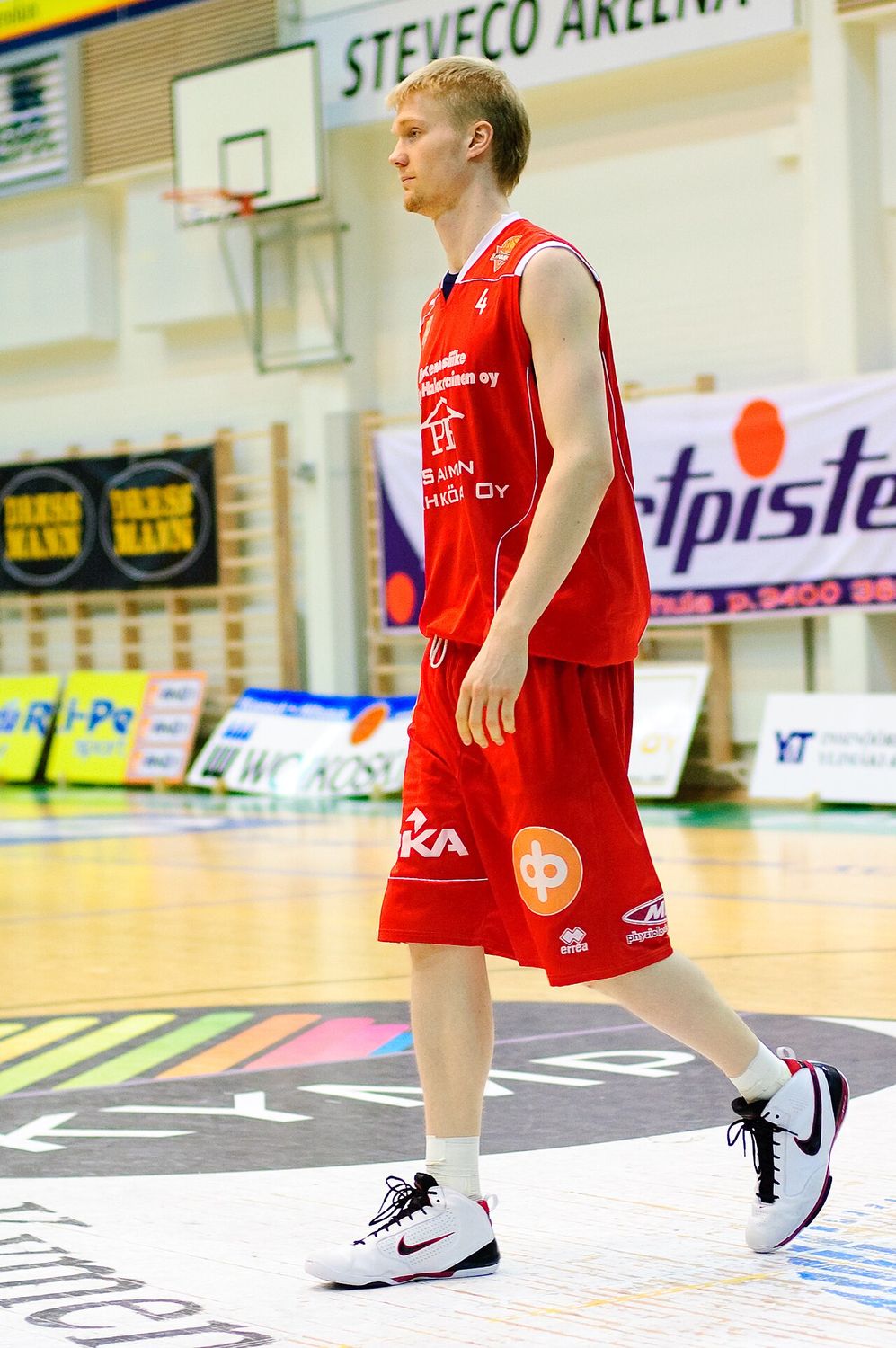 Finnish basketball player Joonas Suotamo playing for Lappeenrannan NMKY against KTP-Basket at Steveco Areena in Kotka, Finland. KTP-Basket won the Finnish Baske (2010)