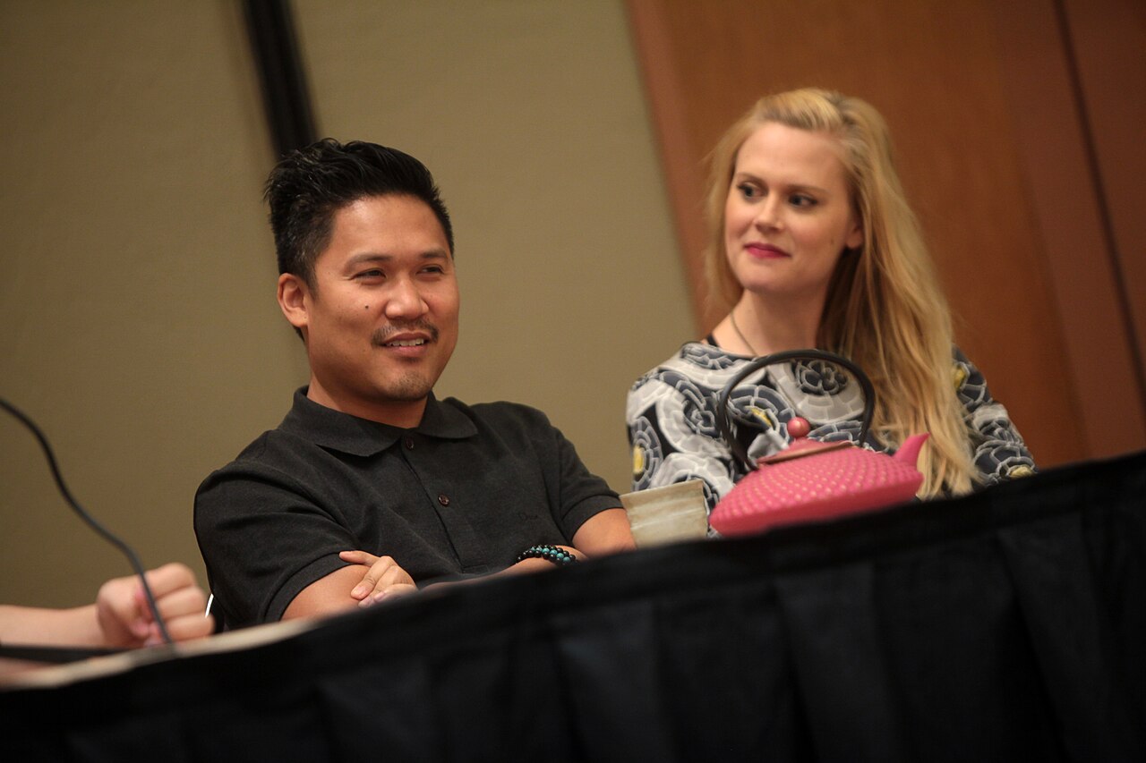 Dante Basco and Janet Varney speaking at the 2014 Comic Media Expo, for "The Legend of Korra" and "Avatar: The Last Airbender", at the Mesa Convention Center in