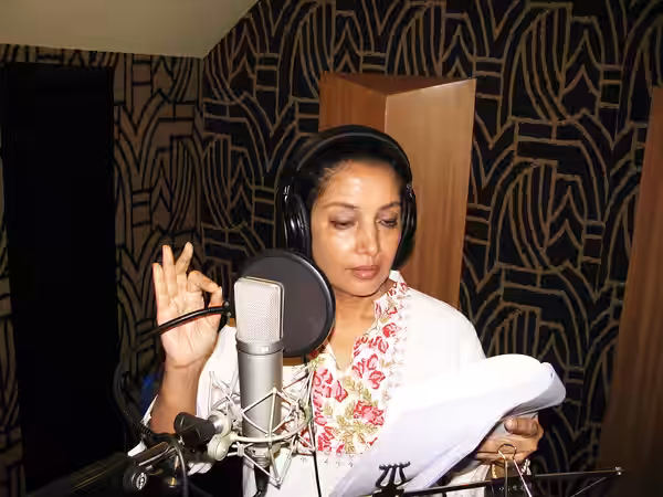 Actress, UN Goodwill Ambassador, and former Indian Parliamentarian Shabana Azmi records her voice for the English, Hindi, and Urdu language versions of the Teac (2009)