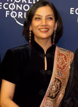 Bollywood actress Shabana Azmi at the 2006 World Economic Forum in Davos. The file is a cropped version of the File:Ali, Azmi, Douglas, Gil.jpg. (2013)