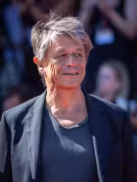 Writer Emmanuel Carrère at the 2025 Venice Film Festival