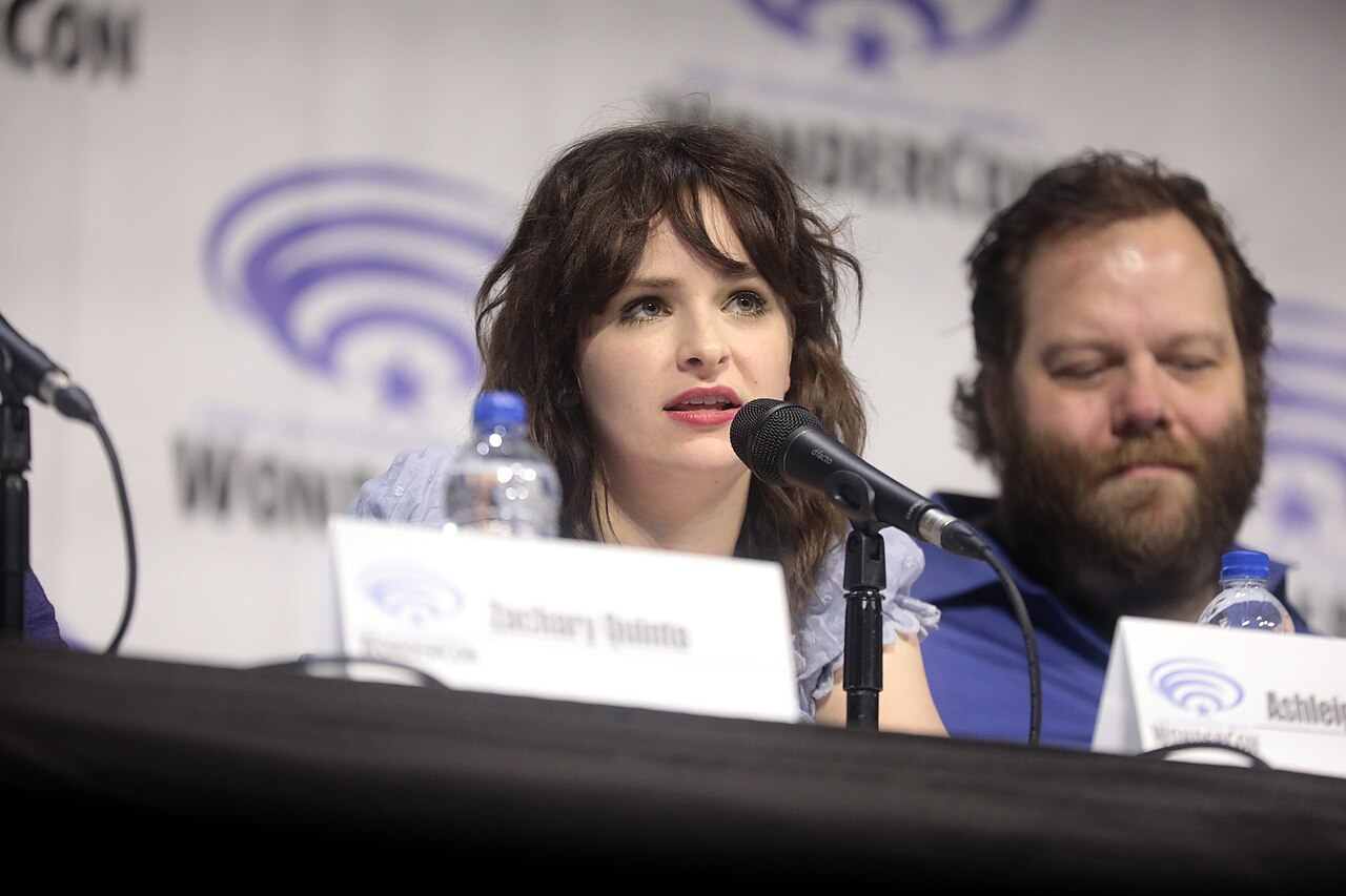Ashleigh Cummings and Olafur Darri Olafsson speaking at the 2019 WonderCon, for "NOS4A2", at the Anaheim Convention Center in Anaheim, California. Please attrib