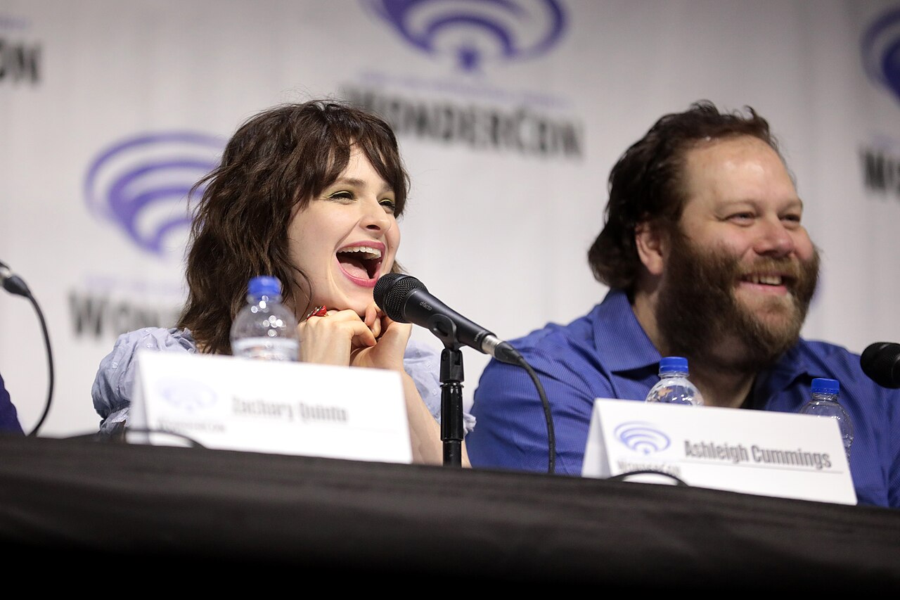 Ashleigh Cummings and Olafur Darri Olafsson speaking at the 2019 WonderCon, for "NOS4A2", at the Anaheim Convention Center in Anaheim, California. Please attrib