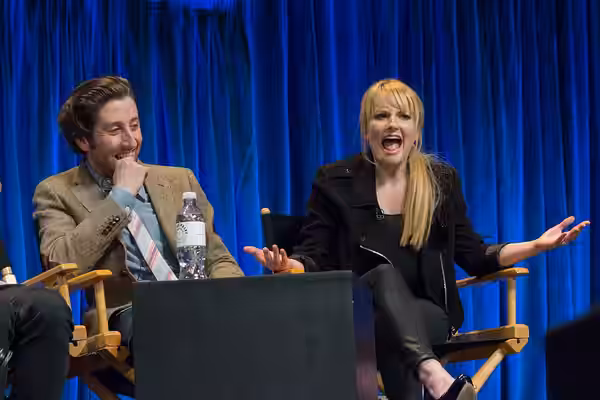 Simon Helberg and Melissa Rauch at PaleyFest 2013 for the TV show "Big Bang Theory"