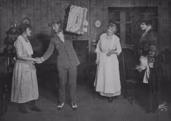 'Golden Days' (1921) Act I with Helen Hayes (Mary Anne Simmonds), Donald Gallaher (Dick Stanhope), Blanche Chapman (Mrs. Simmonds), Minna Gale Haynes (Mrs. Kirk
