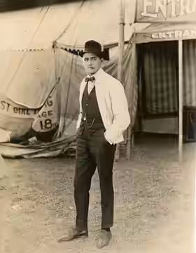 Silent film actor Sam DeGrasse, in the American comedy film Circus Days (1923). Subjects: actors
