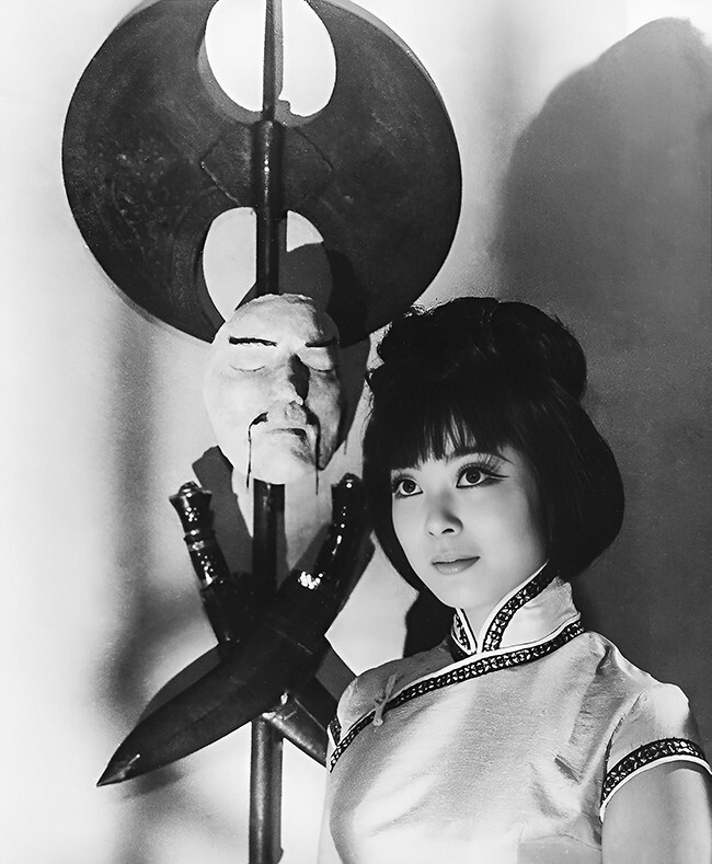 Chinese-British actress Tsai Chin in a promotional picture of the 1965 film The Face of Fu Manchu. Distributed by Seven Arts in the US.