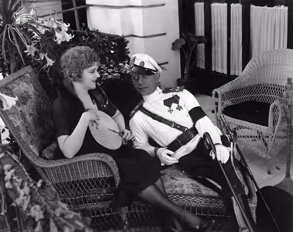 Film still of Miss DuPont and Ercih von Stroheim, main actors in film Foolish Wives (1922).