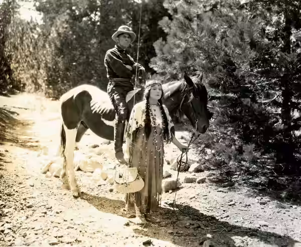 Frank Lanning and Louise Glaum in The Goddess of Lost Lake (1918) - publicity still