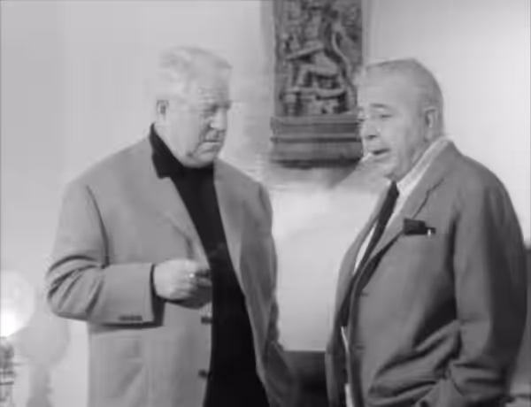 Jean Gabin et Jacques Prévert dans le film Mon frères Jacques, de Pierre Prévert (1961)