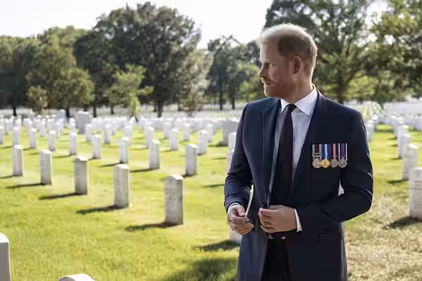 Prince Harry visits Section 60 in Arlington National Cemetery, Arlington, Virginia, Aug. 19, 2026. While at ANC, Prince Harry participated in a Public Wreath-La