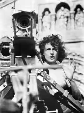 Leni Riefenstahl at shootings for the film 'Lowlands' (1940)