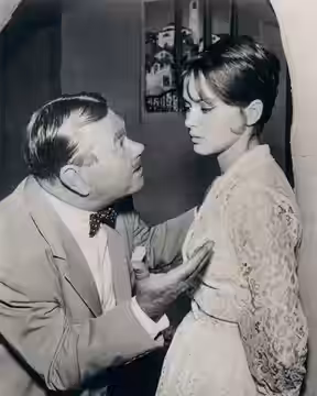 Oskar Homolka (aka Oscar Homolka) & Danielle De Metz in Alfred Hitchcock Presents - publicity still (original image cropped : see source) (1960)