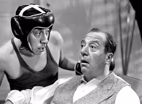 Les Rois du Sport. Scène avec Fernandel et Raimu (tournage 1937).