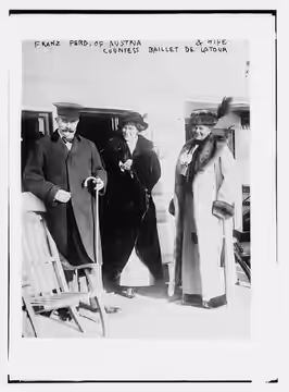 Title: Franz Ferd[inand] of Austria and wife; Countess Baillet de Latour Abstract/medium: 1 negative : glass ; 5 x 7 in. or smaller. (1913)