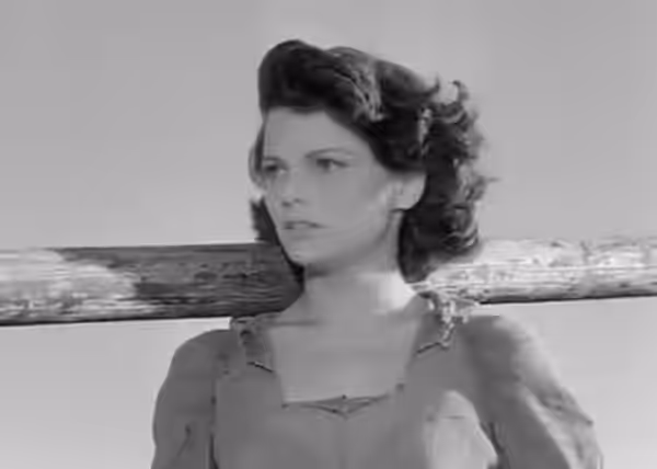 Geraldine Brooks in una scena del film Vulcano (1950), girato in Italia